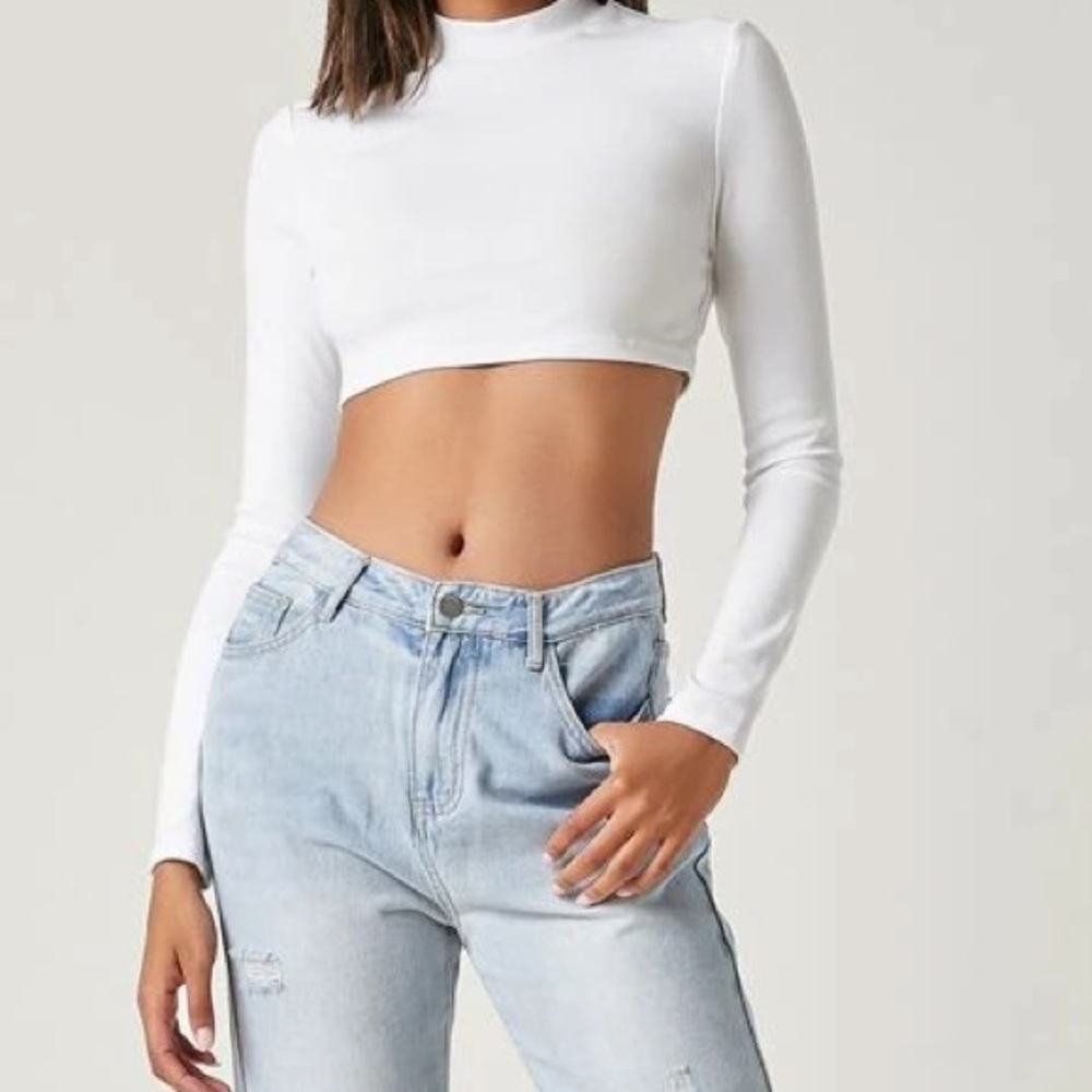 White Crop Long Sleeve